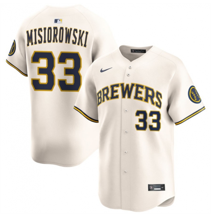 Men's Milwaukee Brewers #33 Jacob Misiorowski Cream 2025 Limited Stitched Baseball Jersey