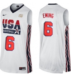 Men's Nike Team USA #6 Patrick Ewing Swingman White 2012 Olympic Retro Basketball Jersey
