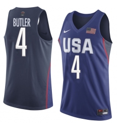 Men's Nike Team USA #4 Jimmy Butler Authentic Navy Blue 2016 Olympic Basketball Jersey