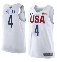 Men's Nike Team USA #4 Jimmy Butler Authentic White 2016 Olympic Basketball Jersey