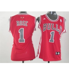 Bulls #1 Derrick Rose Red Women's Road Stitched NBA Jers