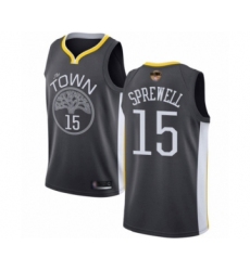Youth Golden State Warriors #15 Latrell Sprewell Swingman Black 2019 Basketball Finals Bound Basketball Jersey - Statement Edition