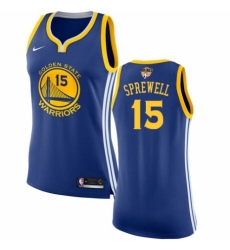 Youth Nike Golden State Warriors #15 Latrell Sprewell Authentic Royal Blue Road 2018 NBA Finals Bound NBA Jersey - Icon Edition
