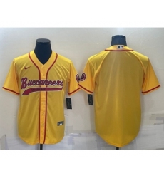 Men's Tampa Bay Buccaneers Blank Yellow Stitched Cool Base Nike Baseball Jersey
