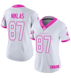 Women's Nike Arizona Cardinals #87 Troy Niklas Limited White/Pink Rush Fashion NFL Jersey