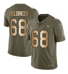 Men's Nike Arizona Cardinals #68 Jared Veldheer Limited Olive/Gold 2017 Salute to Service NFL Jersey
