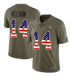 Youth Nike Arizona Cardinals #14 J.J. Nelson Limited Olive/USA Flag 2017 Salute to Service NFL Jersey