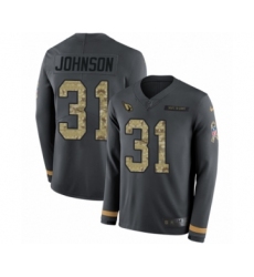 Youth Nike Arizona Cardinals #31 David Johnson Limited Black Salute to Service Therma Long Sleeve NFL Jersey