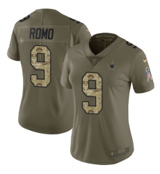 Women's Nike Dallas Cowboys #9 Tony Romo Limited Olive/Camo 2017 Salute to Service NFL Jersey
