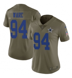 Women's Nike Dallas Cowboys #94 DeMarcus Ware Limited Olive 2017 Salute to Service NFL Jersey