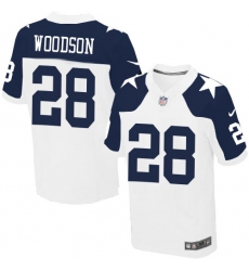 Men's Nike Dallas Cowboys #28 Darren Woodson Elite White Throwback Alternate NFL Jersey