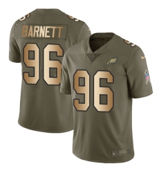 Men's Nike Philadelphia Eagles #96 Derek Barnett Limited Olive/Gold 2017 Salute to Service NFL Jersey