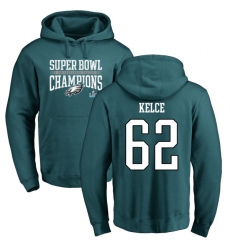 Nike Philadelphia Eagles #62 Jason Kelce Green Super Bowl LII Champions Pullover Hoodie