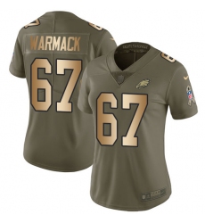 Women's Nike Philadelphia Eagles #67 Chance Warmack Limited Olive/Gold 2017 Salute to Service NFL Jersey