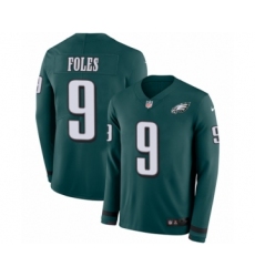 Men's Nike Philadelphia Eagles #9 Nick Foles Limited Green Therma Long Sleeve NFL Jersey