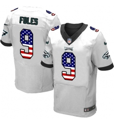 Men's Nike Philadelphia Eagles #9 Nick Foles White Road USA Flag Fashion NFL Jersey