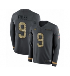Youth Nike Philadelphia Eagles #9 Nick Foles Limited Black Salute to Service Therma Long Sleeve NFL Jersey