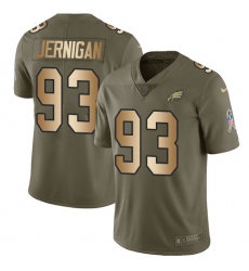 Youth Nike Philadelphia Eagles #93 Timmy Jernigan Limited Olive/Gold 2017 Salute to Service NFL Jersey