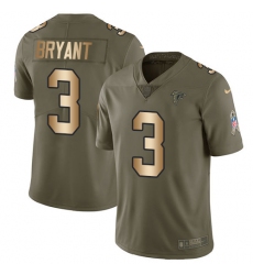 Youth Nike Atlanta Falcons #3 Matt Bryant Limited Olive/Gold 2017 Salute to Service NFL Jersey