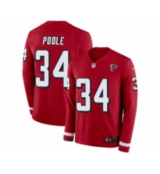 Men's Nike Atlanta Falcons #34 Brian Poole Limited Red Therma Long Sleeve NFL Jersey