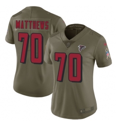 Women's Nike Atlanta Falcons #70 Jake Matthews Limited Olive 2017 Salute to Service NFL Jersey