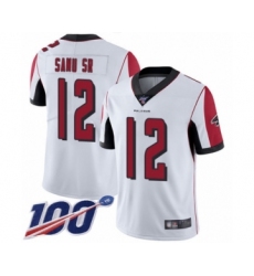 Men's Atlanta Falcons #12 Mohamed Sanu White Vapor Untouchable Limited Player 100th Season Football Jersey