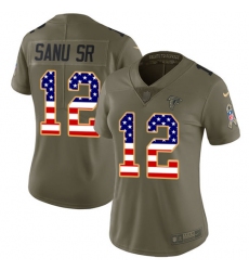 Women's Nike Atlanta Falcons #12 Mohamed Sanu Limited Olive/USA Flag 2017 Salute to Service NFL Jersey