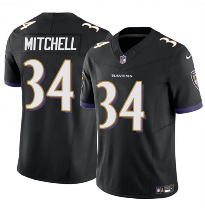 Men's Baltimore Ravens #34 Keaton Mitchell Black 2025 F.U.S.E. Vapor Limited Football Jersey
