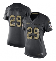 Women's Nike Baltimore Ravens #29 Marlon Humphrey Limited Black 2016 Salute to Service NFL Jersey