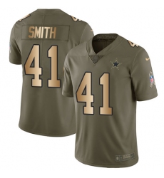 Men's Nike Dallas Cowboys #41 Keith Smith Limited Olive/Gold 2017 Salute to Service NFL Jersey