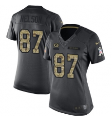 Women's Nike Green Bay Packers #87 Jordy Nelson Limited Black 2016 Salute to Service NFL Jersey