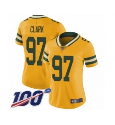 Women's Green Bay Packers #97 Kenny Clark Limited Gold Rush Vapor Untouchable 100th Season Football Jersey