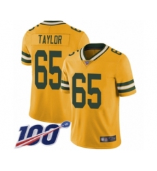 Men's Green Bay Packers #65 Lane Taylor Limited Gold Rush Vapor Untouchable 100th Season Football Jersey
