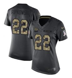 Women's Nike Green Bay Packers #22 Aaron Ripkowski Limited Black 2016 Salute to Service NFL Jersey
