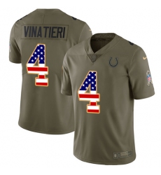 Men's Nike Indianapolis Colts #4 Adam Vinatieri Limited Olive/USA Flag 2017 Salute to Service NFL Jersey