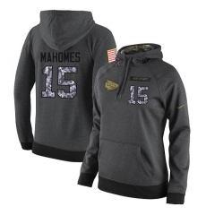 Women's NFL Nike Kansas City Chiefs #15 Patrick Mahomes Stitched Black Anthracite Salute to Service Player Performance Hoodie